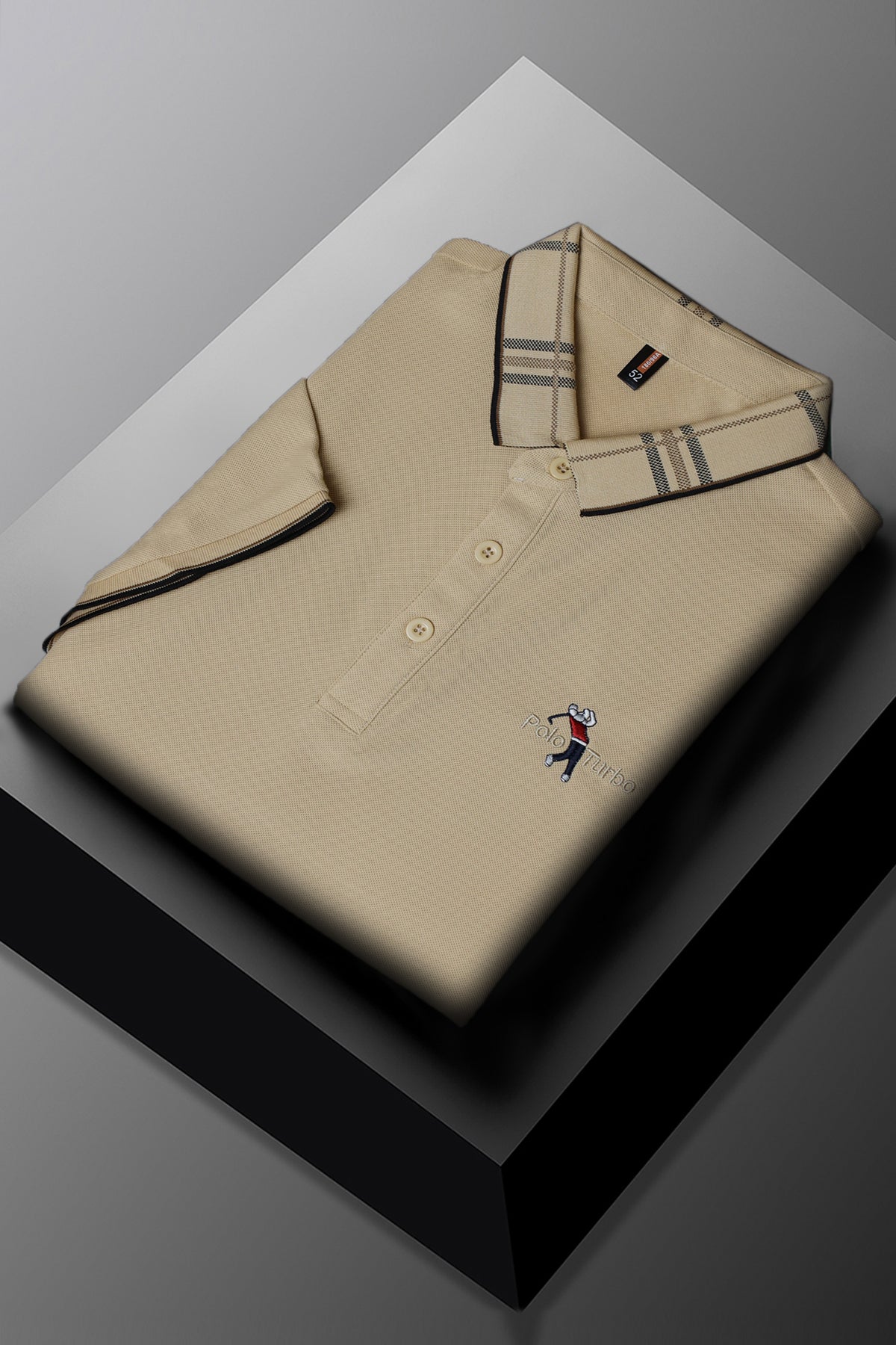 Turbo Polo Patterened Collar Men's Polo Shirt In Light Skin