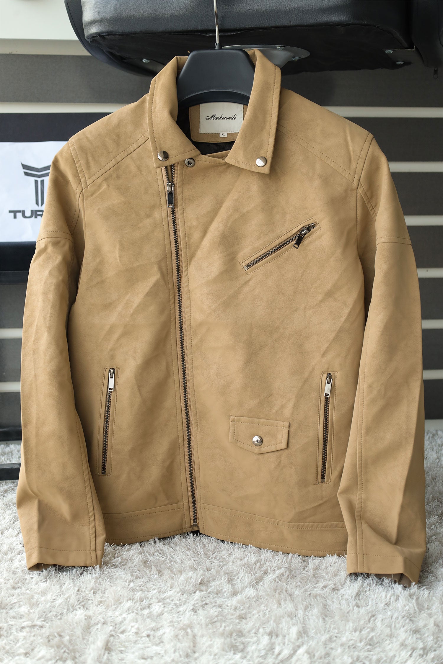 Zip Pocket Style Men's Imported Suede Leather Jacket