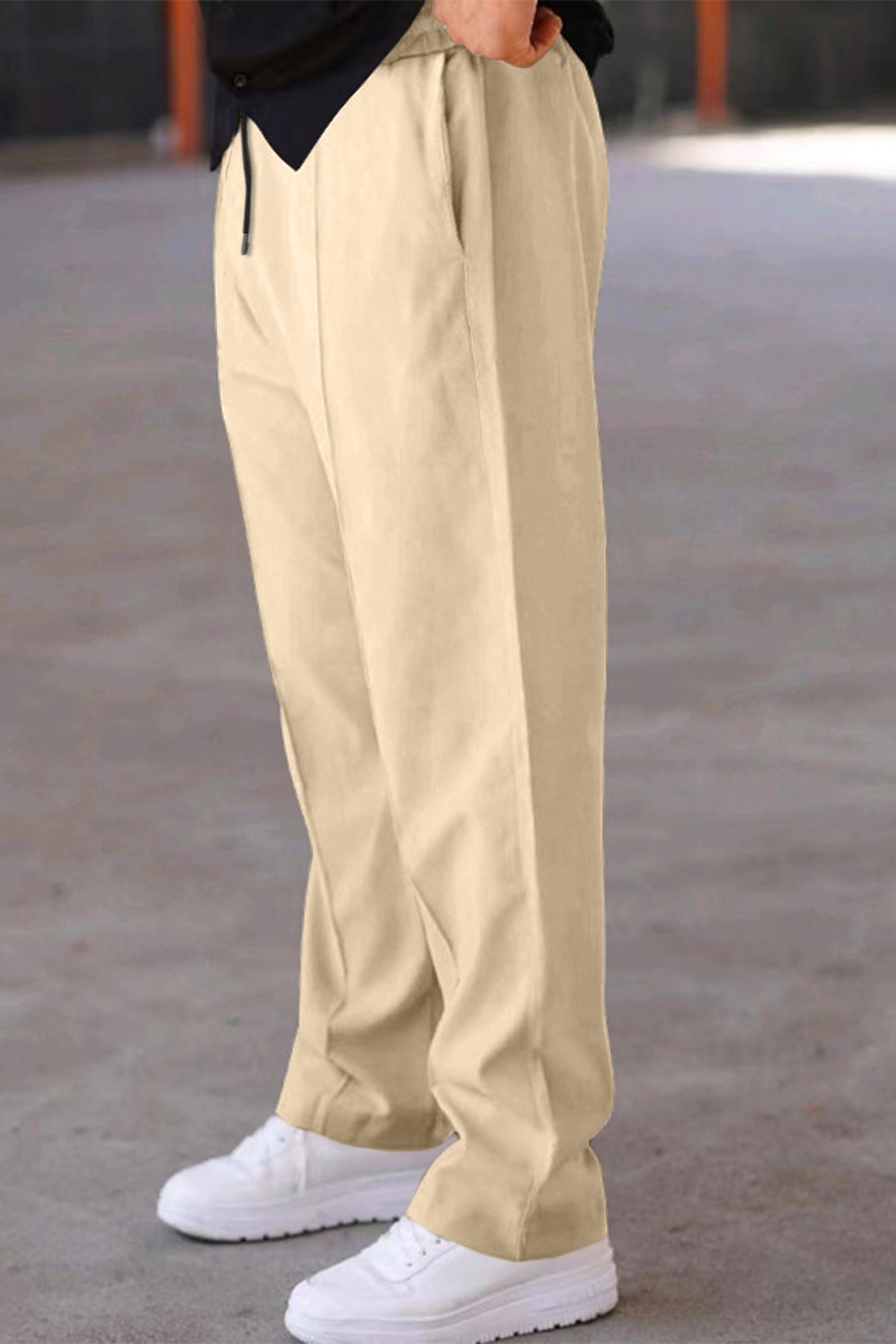 Plain Stripe Line Loose Bottom Trouser