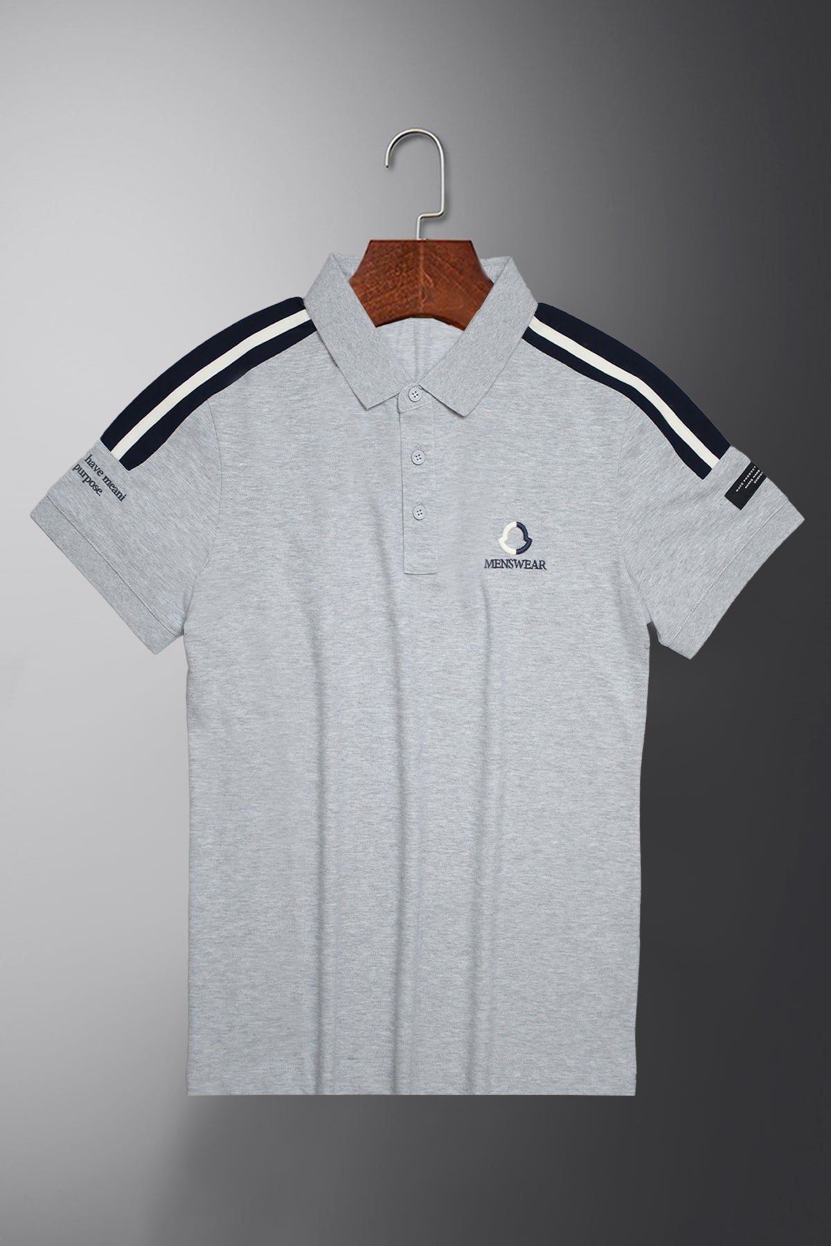 Oslor Arm Quote Typography Men's Polo Shirt In Slate Grey