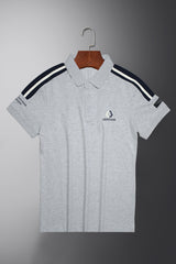 Oslor Arm Quote Typography Men's Polo Shirt In Slate Grey