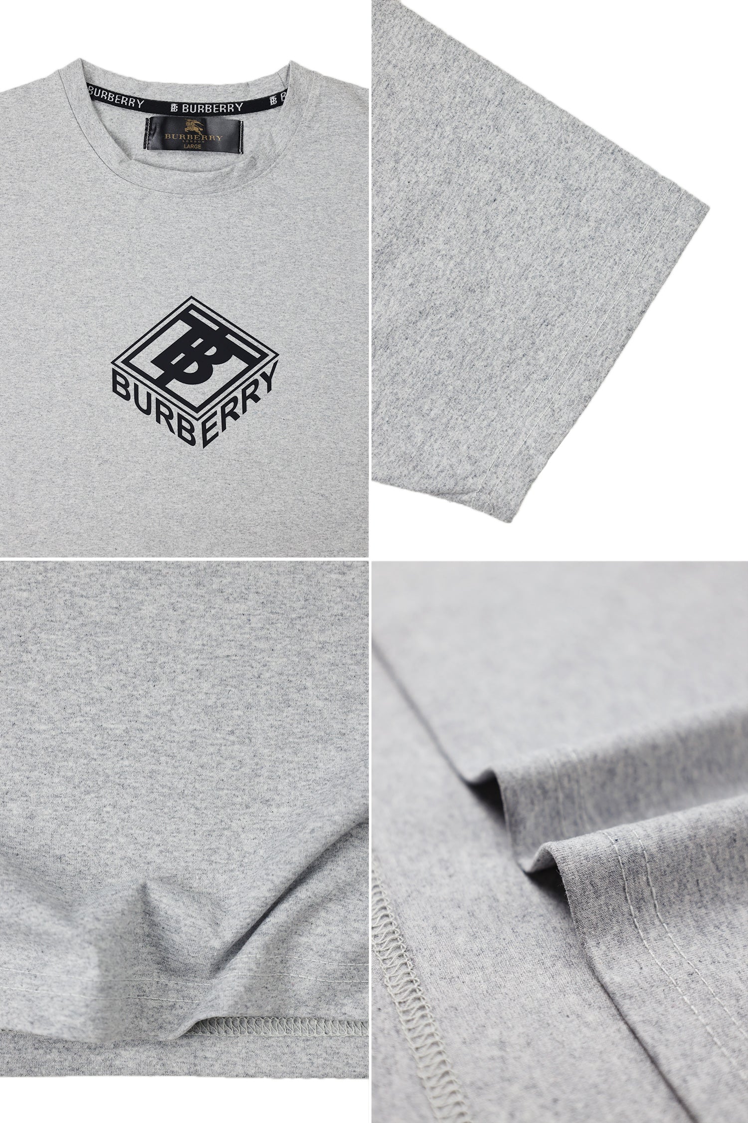 Brbrry Classic Monogram & Logo Tape Crew Neck Tee
