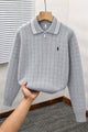 Polo Quarter Zip-Collar Imported Men's Jumper Sweater In Slate Grey