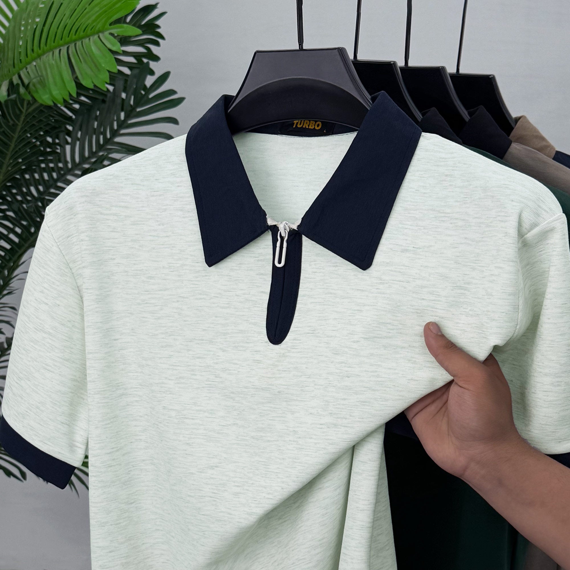 Turbo Zip-Up Neckline Design Men's Polo T-Shirt