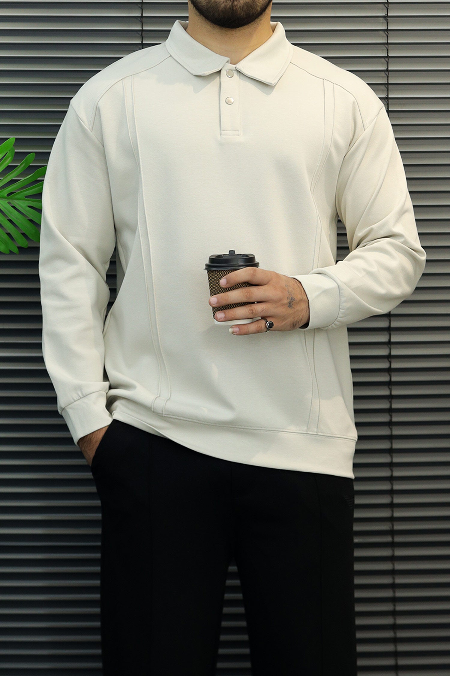 Turbo Athleisure Collared Style Imported Men's Sweatshirt In Slate Grey