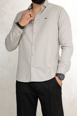 Turbo Self Lining Long Sleeve Cotton Casual Shirt In Slate Grey