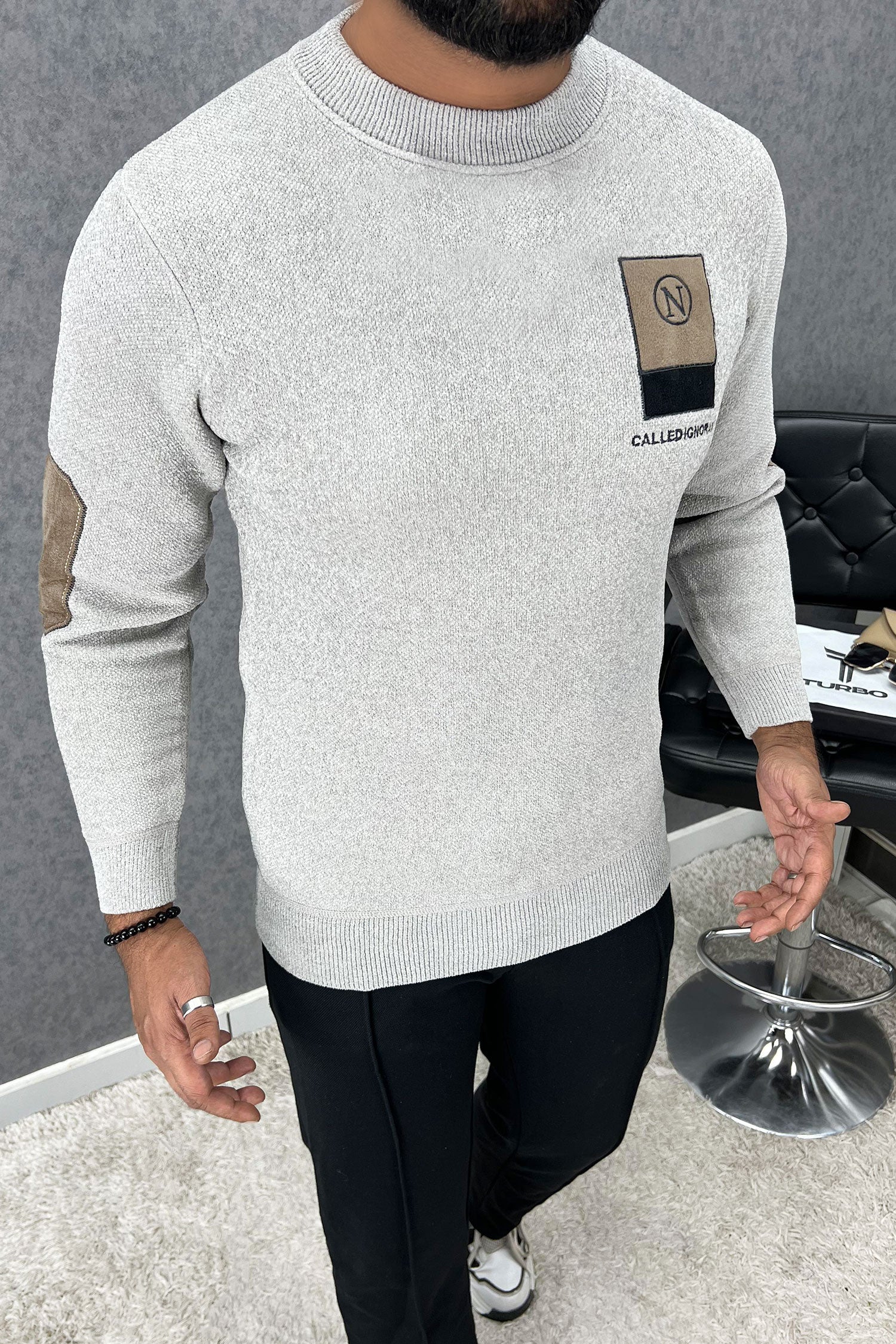 Fashion Patchwork Round Neck Imported Men's Sweatshirt