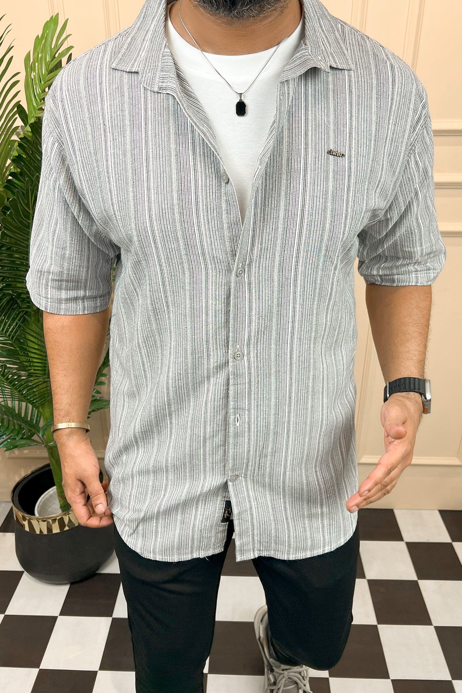 Turbo Down Box Collared Casual Shirt