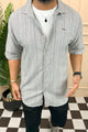 Turbo Down Box Collared Casual Shirt In Slate Grey