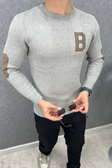 B Letter Round Neck Imported Men's Sweatshirt