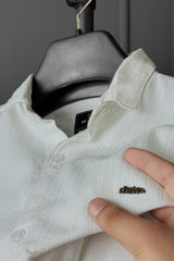 Turbo Self Lining Long Sleeve Cotton Casual Shirt In Slate Grey