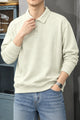 Turbo Minimal Urban Knit-Style Imported Collared Men's Sweatshirt In Slate Grey
