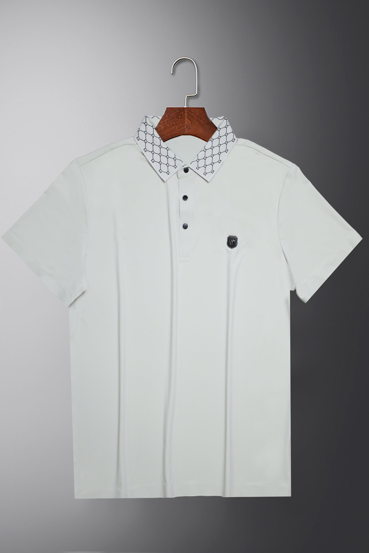 Turbo Diamond Motif Collar Stitchless Men's Polo Shirt