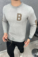 B Letter Round Neck Imported Men's Sweatshirt