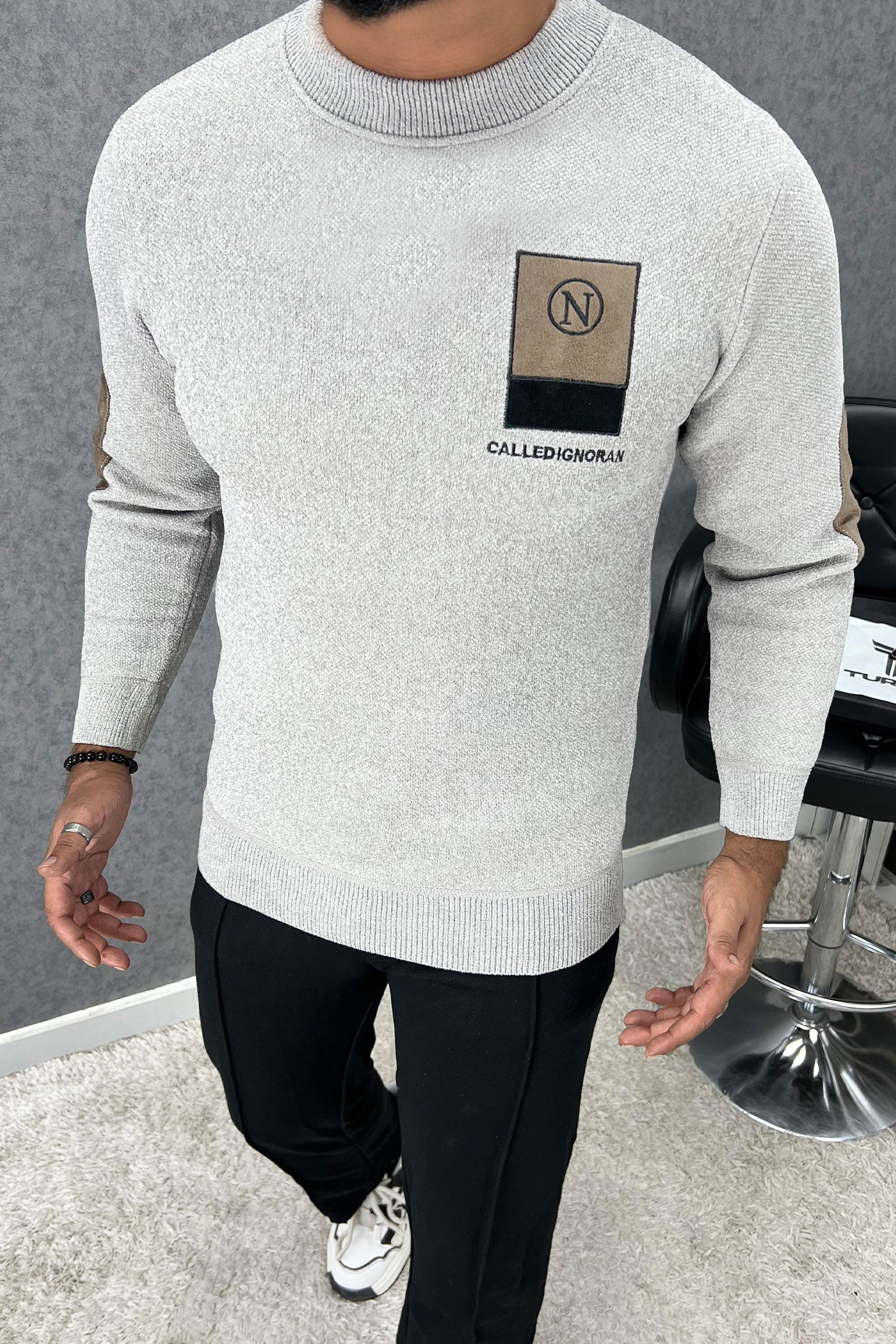 Fashion Patchwork Round Neck Imported Men's Sweatshirt