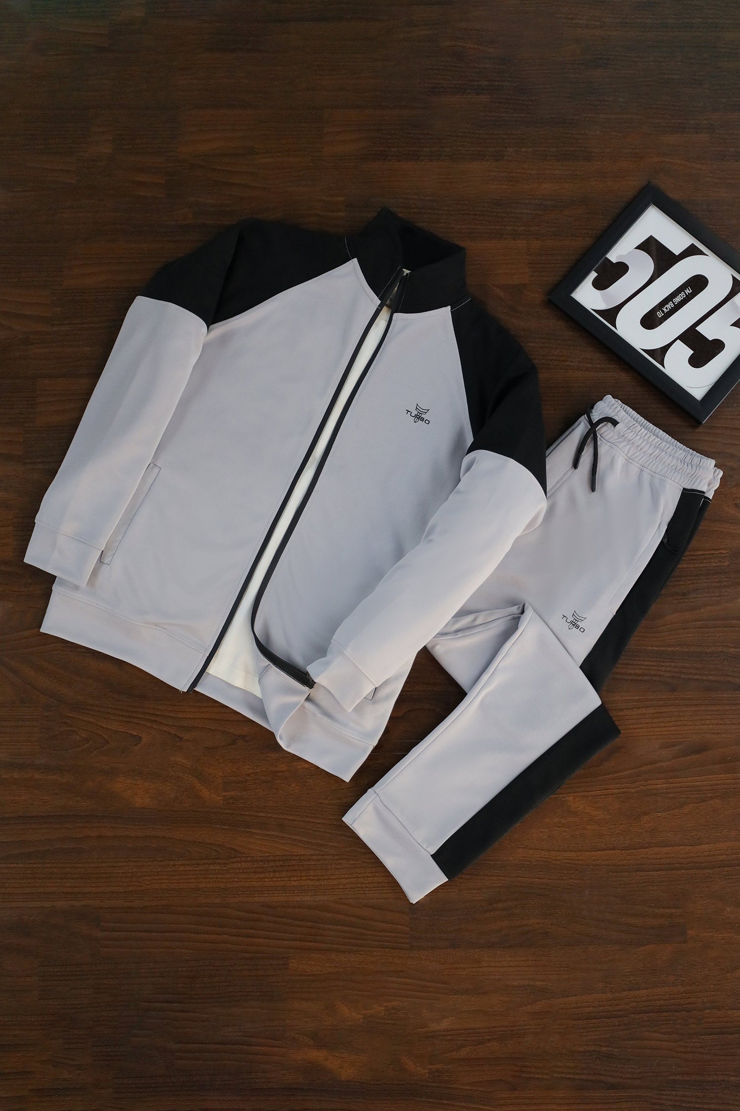 Turbo Raglan Sleeves Panel Moke Neck Zipper Tracksuit