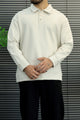 Turbo Minimal Urban Knit-Style Imported Collared Men's Sweatshirt In Slate Grey
