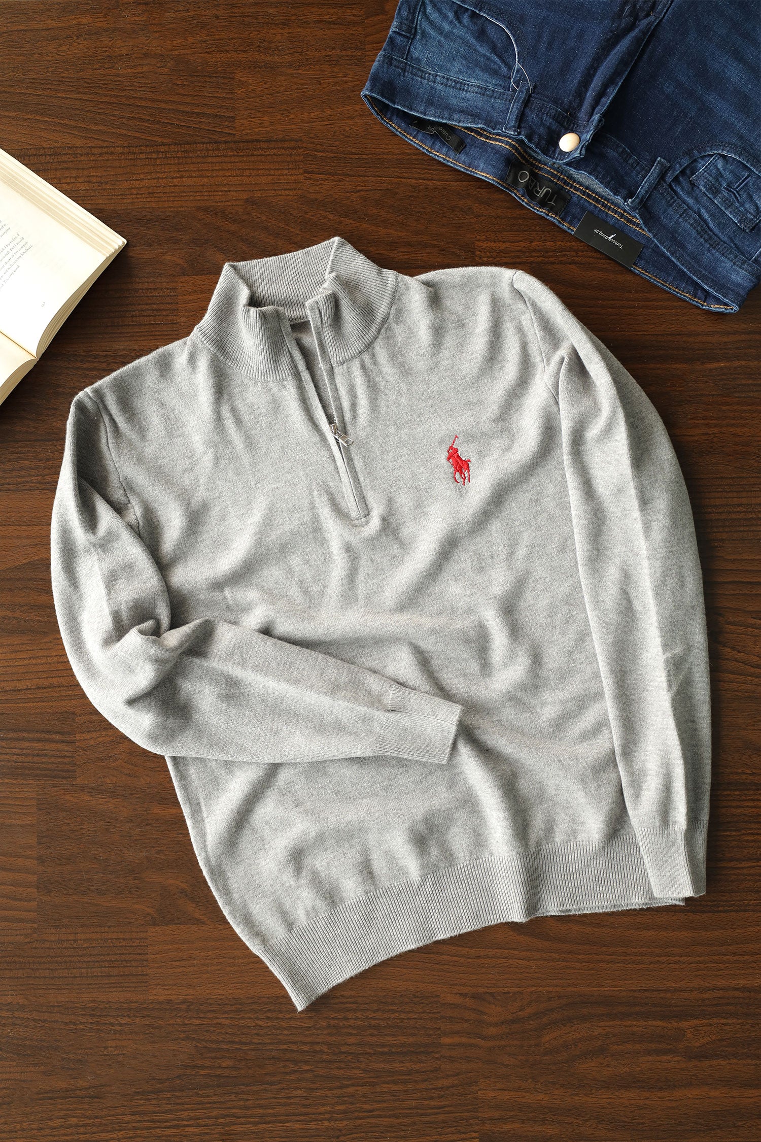 Rph Lren Polo Half Zip Style Imported Men's Sweatshirt In Slate Grey