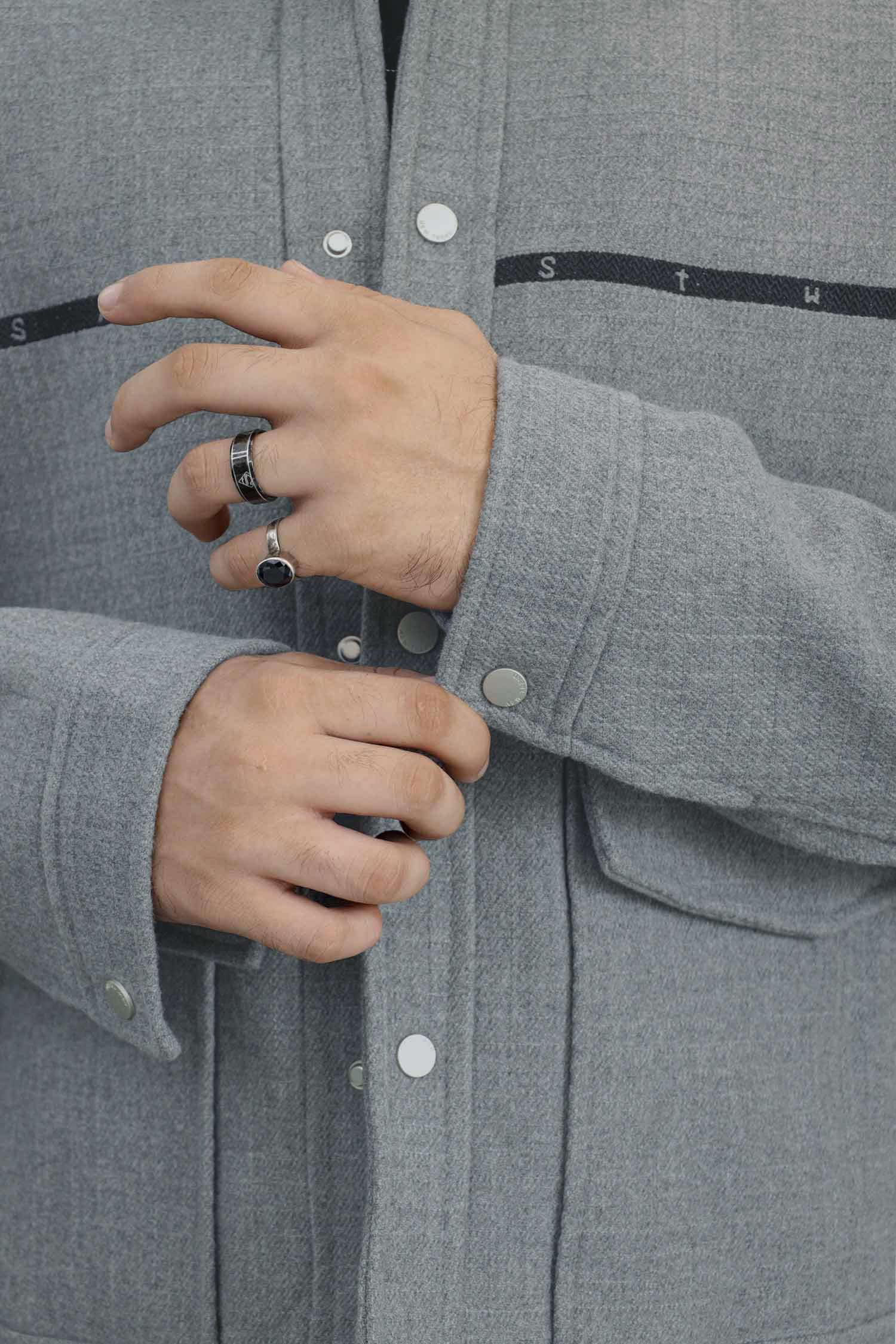 Finest High-Fashion Imported Men's Wool Jacket In Slate Grey