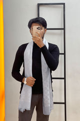 Luis Vten LogoMania Finest Silk Men Mufflers In Slate Grey