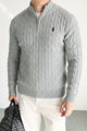 Polo Cable Crew Texture Half-Zip Imported Men's Jumper Sweater