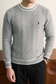 Polo Rph Lren Cable-Knit Pullover Imported Men's Sweater In Slate Grey