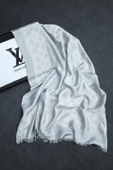 Luis Vten LogoMania Finest Silk Men Mufflers In Slate Grey