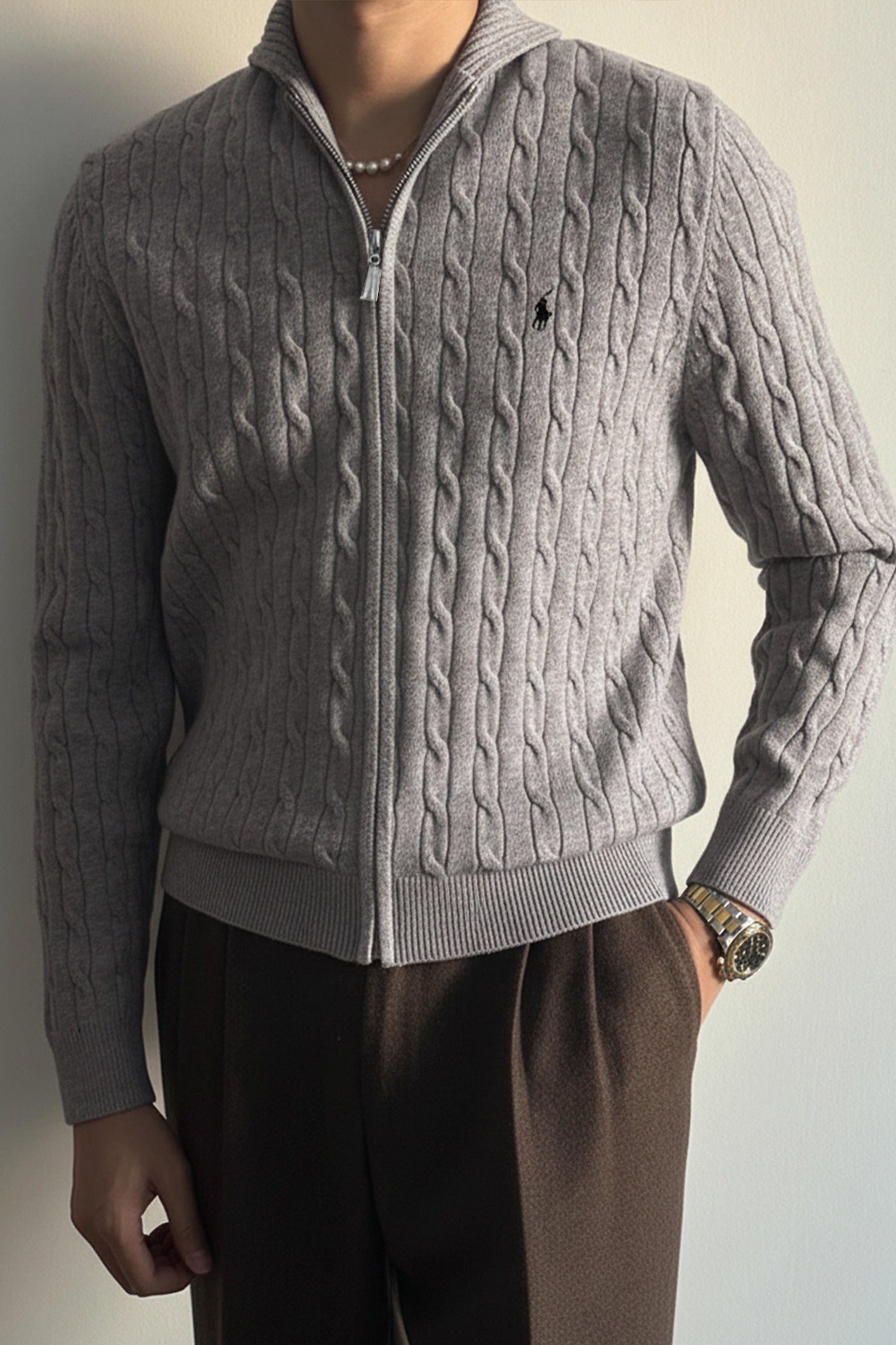 Turbo Cable Knit Imported Men's Sweater