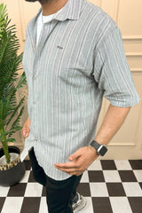 Turbo Down Box Collared Casual Shirt In Slate Grey