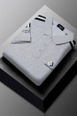 Oslor Arm Quote Typography Men's Polo Shirt In Slate Grey