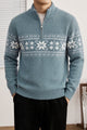 Fair Isle Pattern Half Knit Zipper Imported Rabbit Wool Men's Sweater
