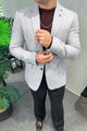 Turbo Classic Pin-Stripe Men Imported Blazer In Slate Grey