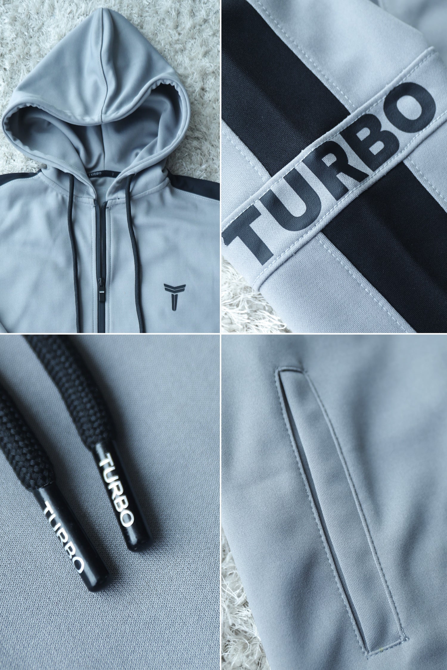 Turbo Hood Style Panel Men Zipper Tracksuit