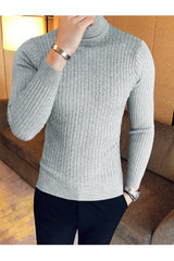 Textured Pattern Turtleneck Cashmere High Neck In Slate Grey