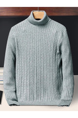 Textured Pattern Turtleneck Cashmere High Neck In Slate Grey