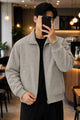 Men's Affordable Sweat Suede Leather Jacket In Silver Grey