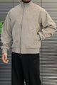 Men's Affordable Sweat Suede Leather Jacket In Silver Grey