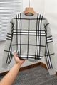 Turbo Preppy Plaid Imported Round Neck Men's Sweater