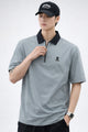Turbo Contrast Collared Style Polo T-Shirt In Stone Grey