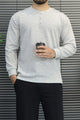 Turbo Basic Henley Imported Round Neck Men's Sweatshirt In Stone Grey