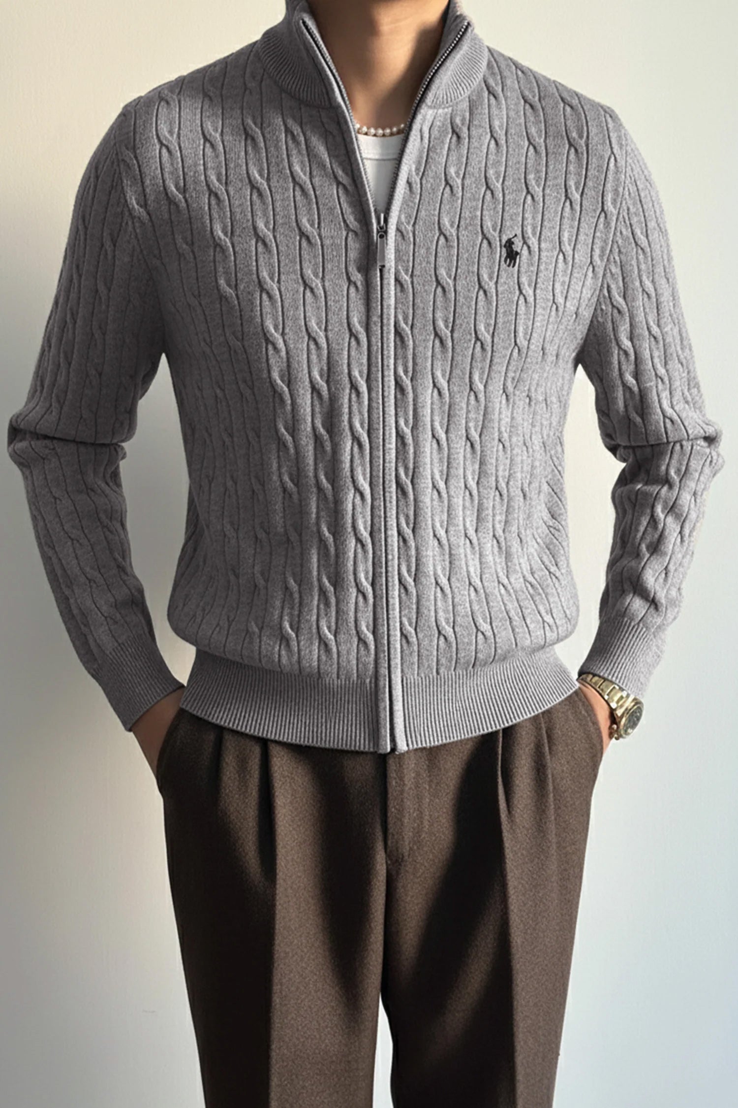 Turbo Cable Knit Imported Men's Sweater