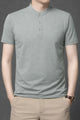 Elegance Fit Henley Neck Button Tee In Stone