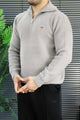 Gnt Cadet Zipper Collar Imported Rabbit Wool Men's Sweater In Stone
