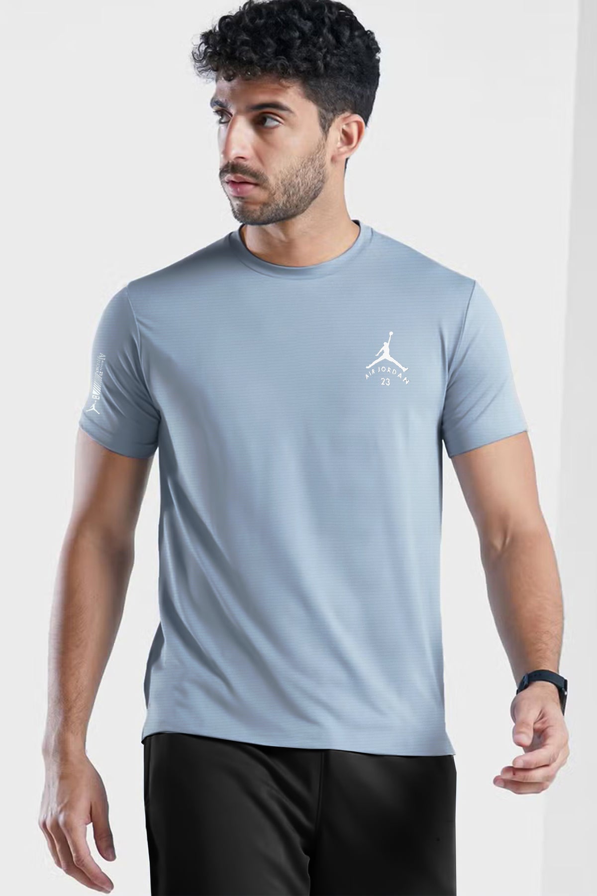 Air Jrdn 23 Branded Dry Fit Tee In Slate Grey