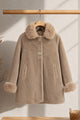 Women's Double Faux Fur Teddy Imp Wool Long Coat In Tan