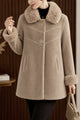 Women's Double Faux Fur Teddy Imp Wool Long Coat In Tan