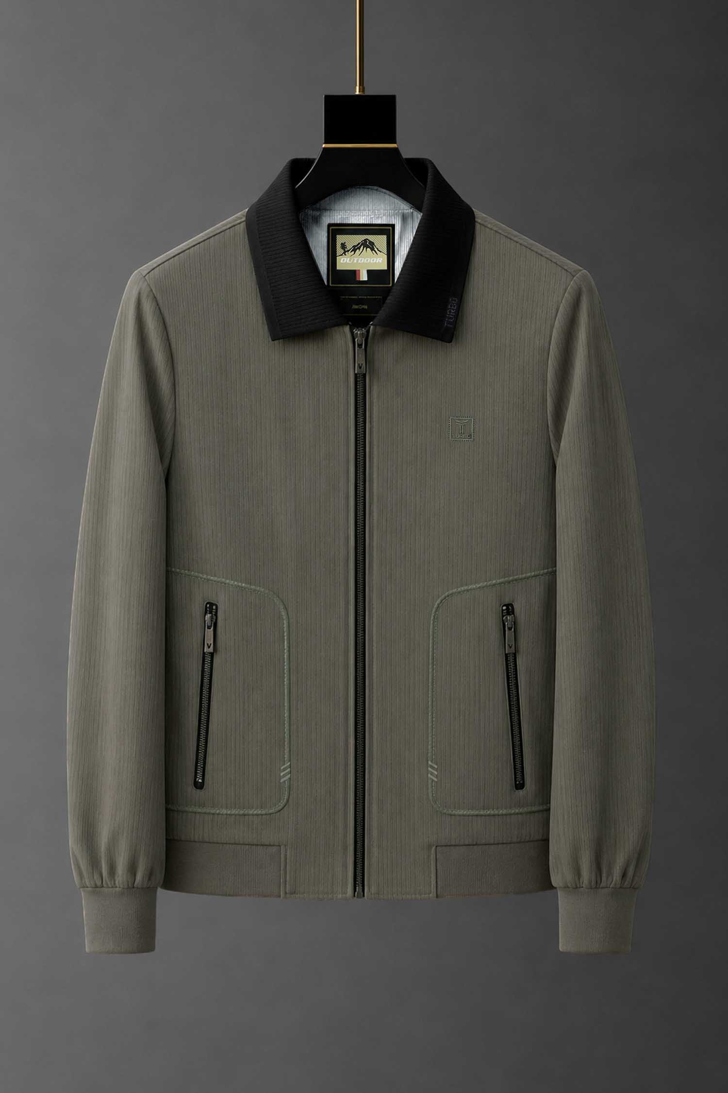 Turbo Textured Stripe Design Imp Men's Wool Jacket In Tan