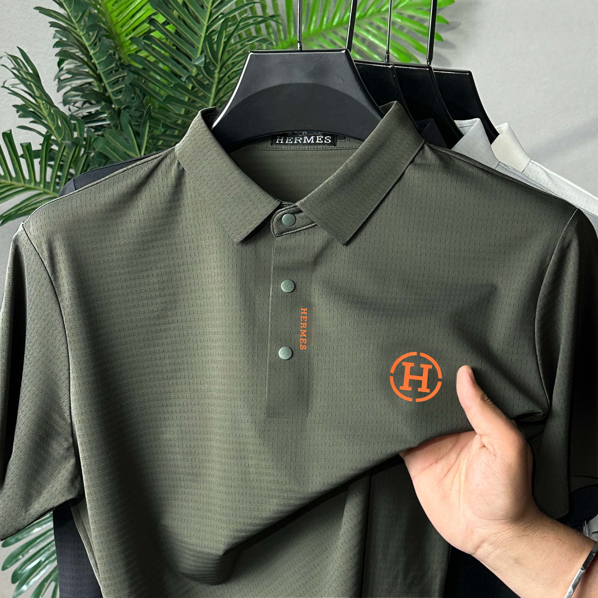Hrms Orange Accent Logo Style Men's Polo Shirt