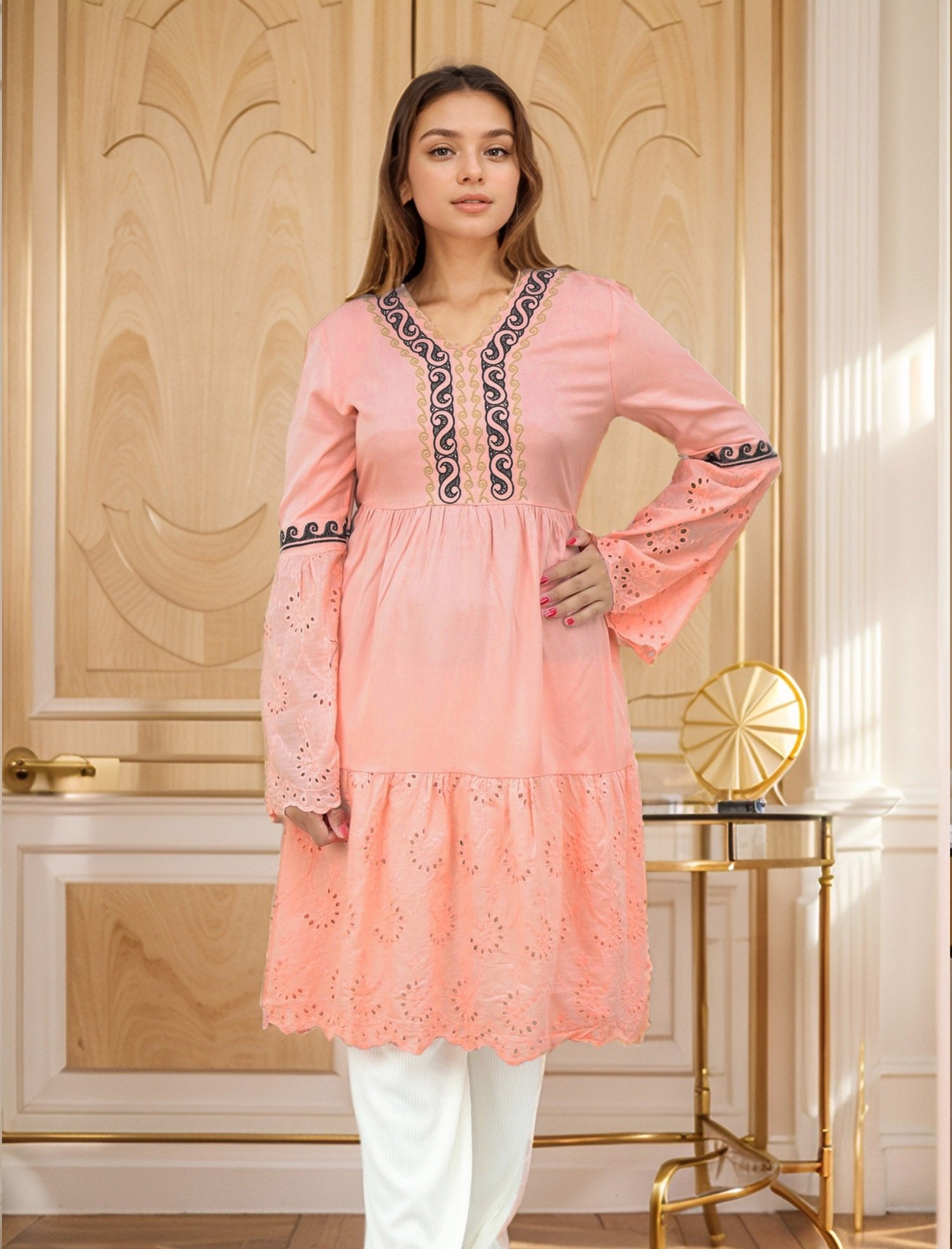 Embroidered Design Sewing Pattern Turkish Imported Top