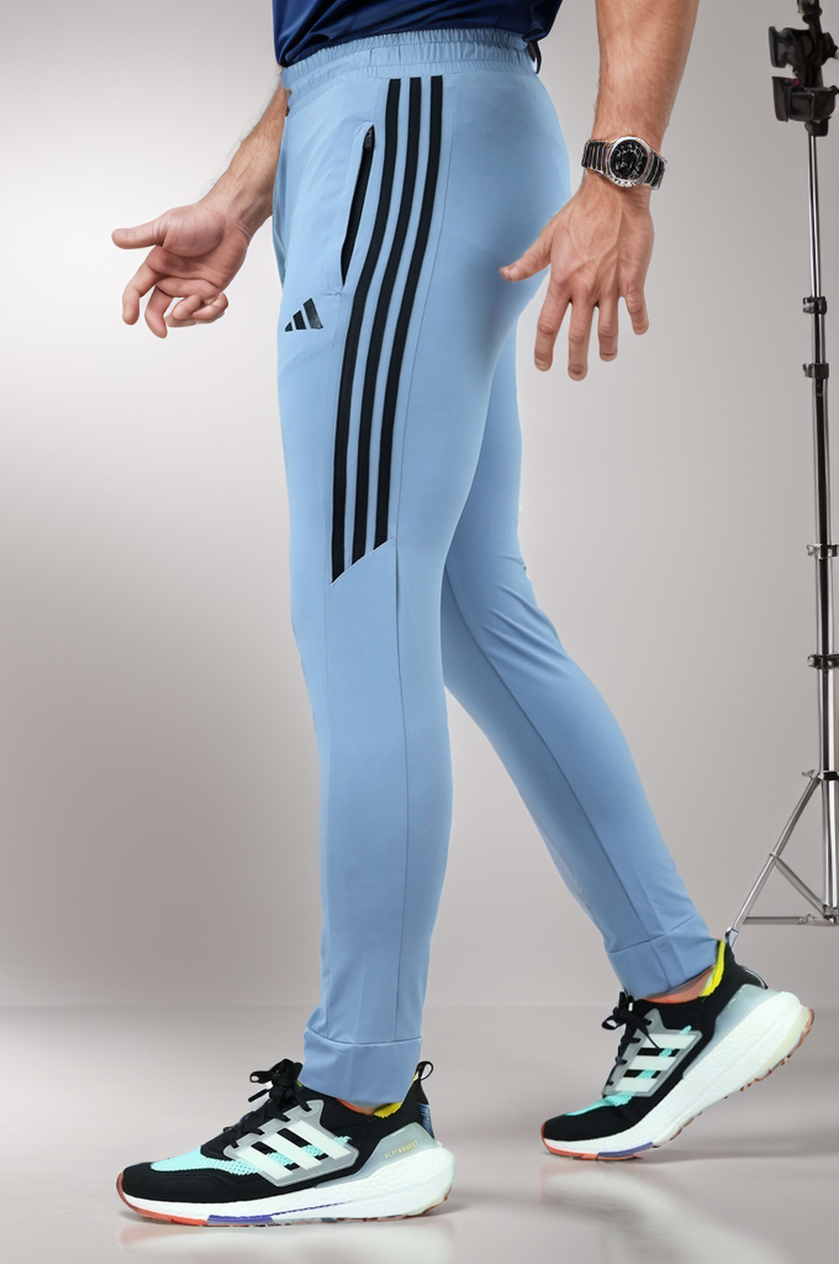 Adds Side Stripes Sportswear Trouser in Slate Blue